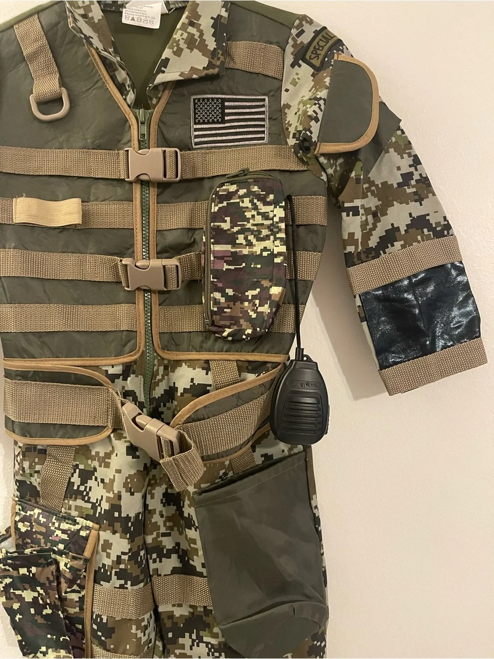 Kids Olive Digital Camo Tactical Costume with Utility Vest